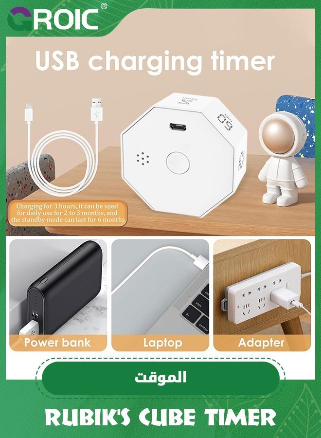 GROIC Timer, Productivity Timer Cube, Octagonal Gravitational Flip Focus Timer，Mute & Adjustable Sound Alert, for Office, ADHD, Study, Yoga Min Custom Countdown Time - Image 4