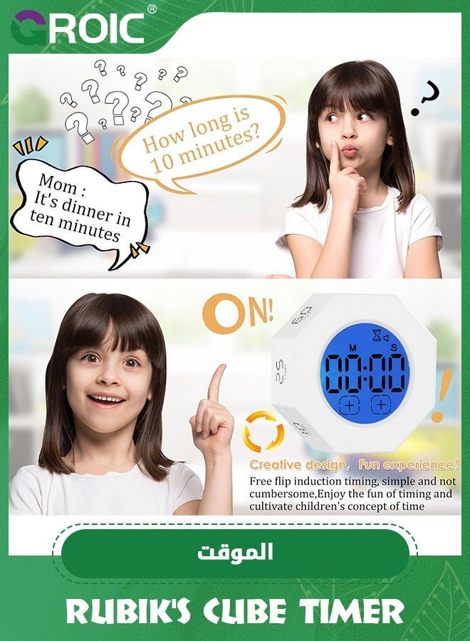 GROIC Timer, Productivity Timer Cube, Octagonal Gravitational Flip Focus Timer，Mute & Adjustable Sound Alert, for Office, ADHD, Study, Yoga Min Custom Countdown Time - Image 5