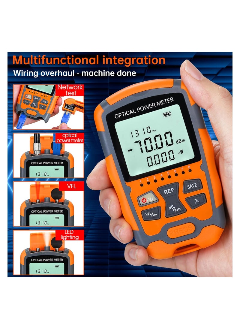 SYOSI - Fiber Optic Tester, 4 In 1 Function Portable Fiber Light Power Meter, Fc/Sc/St Universal Interface Fiber Tester, Built-In 10mw Visual Fault Locator (Opm&Vfl), High Measurement Accuracy - Image 1