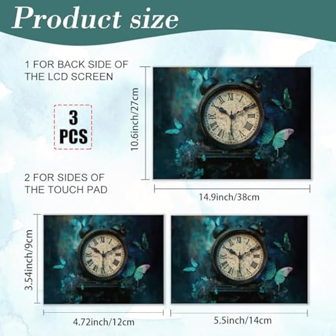 rayihni CLASSIC CLOCK LAPTOP STICKER DECALS, 12" 13" 13.3" 14" 15" LAPTOP SKIN STICKERS RETRO BUTTERFLY UNIVERSAL REMOVABLE VINYL NOTEBOOK ART PROTECTOR NETBOOK PC COVER DECAL - Image 2