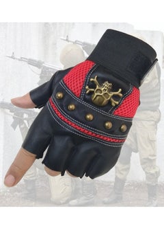 Generic Leather Half Fingers Skull Gloves For Sports activities And Motorcycle  - Image 2