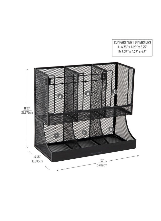 Mind Reader Mind Reader Cup and Condiment Station, Countertop Organizer, Coffee Bar, Kitchen, Metal Mesh, 13"L x 6.45"W x 11.25"H, Black  - Image 3