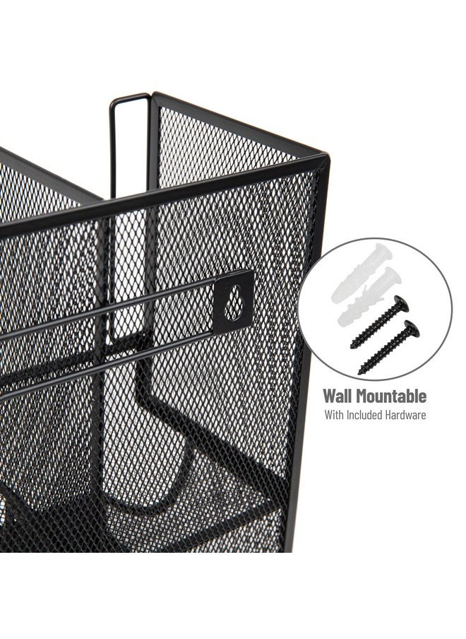 Mind Reader Mind Reader Cup and Condiment Station, Countertop Organizer, Coffee Bar, Kitchen, Metal Mesh, 13"L x 6.45"W x 11.25"H, Black  - Image 4
