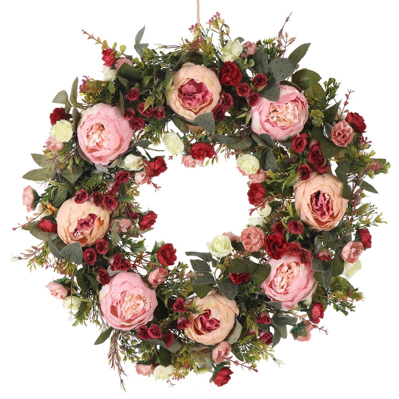 Spring Wreath for Front Door All Season 24inch Handmade Artificial Floral Wreath Door Summer Wreath for Front Door Windows Inner Room Home Deco Large Large