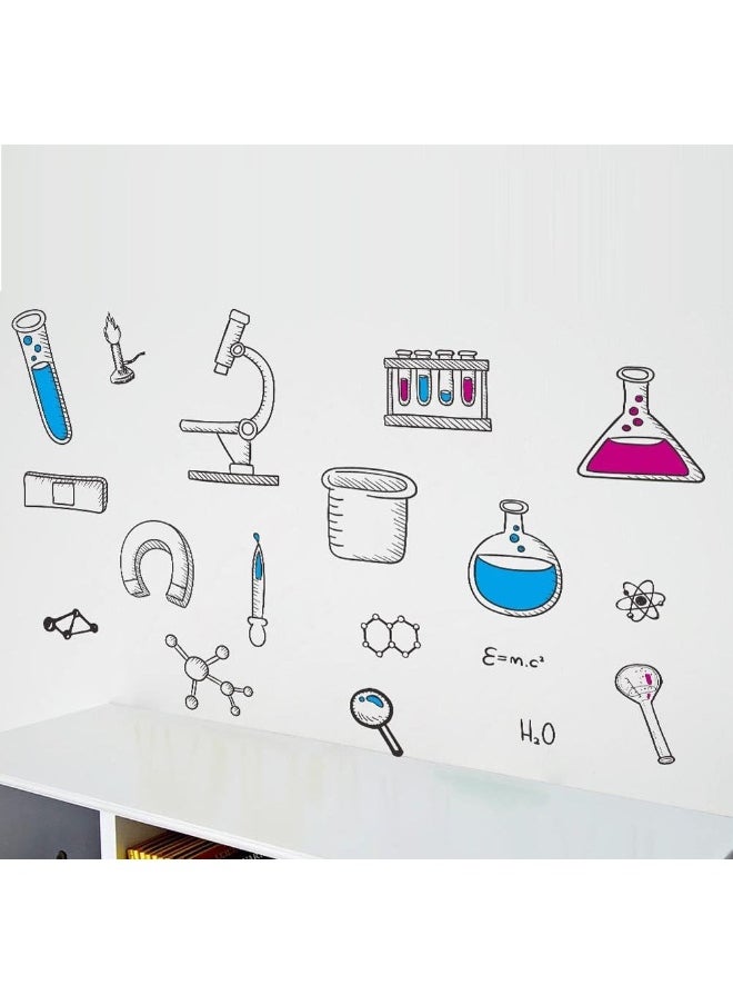 BIBITIME BIBITIME Science Laboratory Wall Decals Vinyl Chemical Element Tool Stickers for School Classroom Nursery Bedroom Children Student Study Teens Kids Room Decor DIY Home Art Decorations  - Image 1