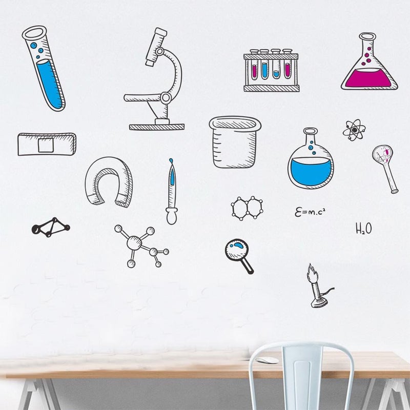BIBITIME Science Laboratory Wall Decals Vinyl Chemical Element Tool Stickers for School Classroom Nursery Bedroom Children Student Study Teens Kids Room Decor DIY Home Art Decorations - Image 4