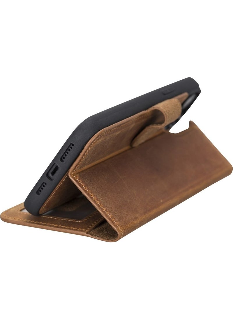 Apple iPhone 14 Plus Compatible Leather Wallet Case Mwwn G19 Tan