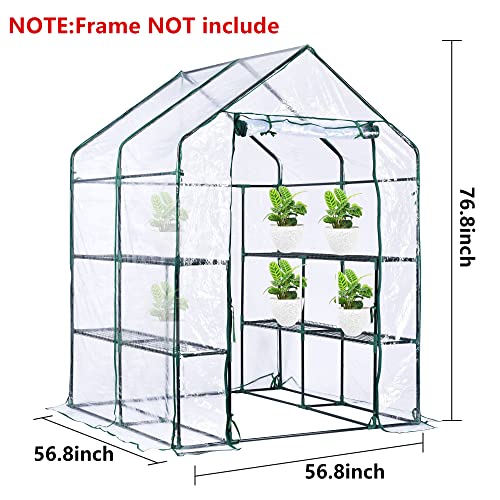 DECOHS Walk-in Greenhouse Replacement Cover with Roll-Up Zipper Door -56 x 56 x 76 Inch PVC Greenhouse Cover for Outdoor Plant Gardening Plants Cold Frost Protection Wind Rain Proof (Frame Not Include) - Image 2