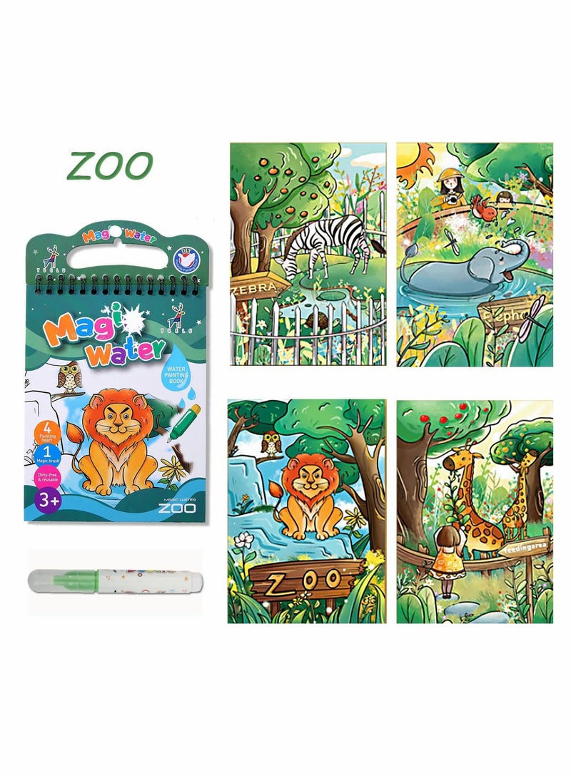 SYOSI 3 Pack Water Coloring Books for Toddler Reusable Magic Paint with Water Coloring for Kids Educational Learning Toddlers Travel Toys with Pens Best Birthday Gifts for Kids - Image 3