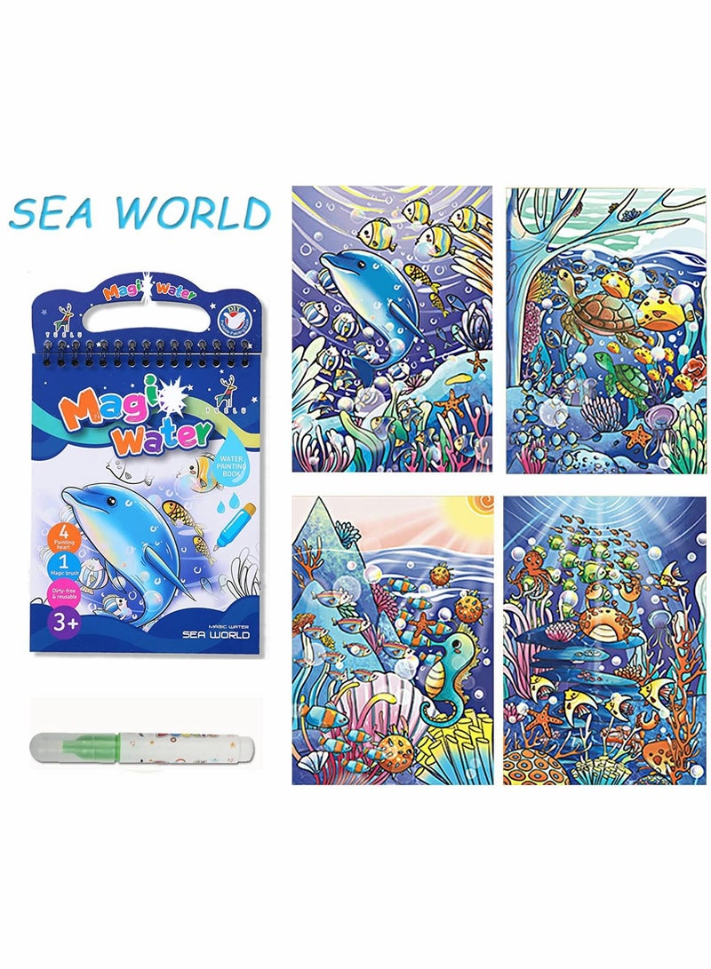 SYOSI 3 Pack Water Coloring Books for Toddler Reusable Magic Paint with Water Coloring for Kids Educational Learning Toddlers Travel Toys with Pens Best Birthday Gifts for Kids - Image 4
