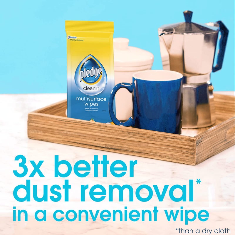 Pledge Multi-Surface Furniture Polish Wipes, Works on Wood, Granite, and Leather, Cleans and Protects, Fresh Citrus - Pack of 6 (150 Total Wipes) - Image 5