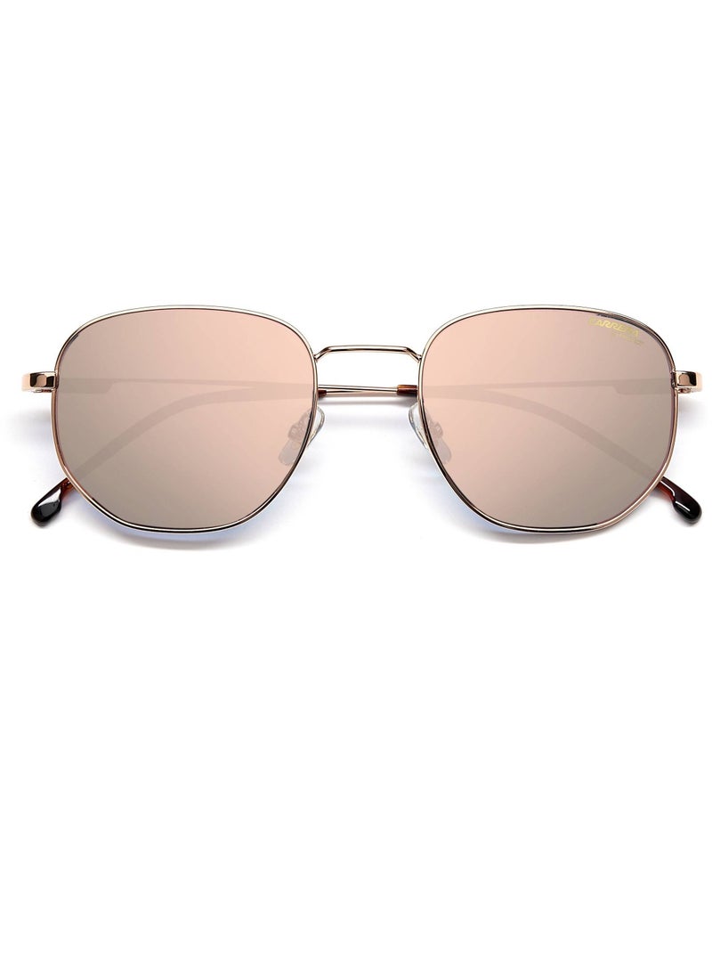 Carrera نظارة شمسية كاريرا هندسية، لون بيج مع عدسات عاكسة باللون الرمادي/الذهبي الوردي CR 2030T/S FWM 0J مقاس 53 مم  - Image 3