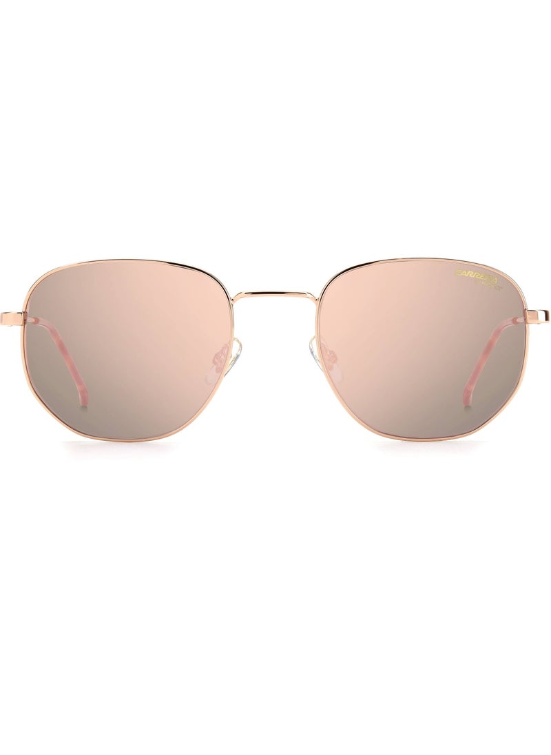Carrera نظارة شمسية كاريرا هندسية، لون بيج مع عدسات عاكسة باللون الرمادي/الذهبي الوردي CR 2030T/S FWM 0J مقاس 53 مم  - Image 2