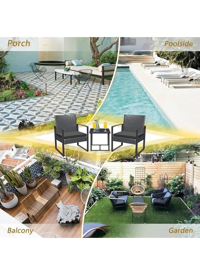 Anovara Anovara Outdoor Furniture Balcony Furniture 3 Pieces Garden Outdoor Furniture Set include 2 Rattan Chairs with Cushions and 1 Coffee Table  - Image 5