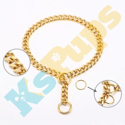 RoverPets Dog Collar Chain, Brass Golden Chrome Plated I Dog Collar for Large & Medium Size Dogs I Length of Choke Chain I 3mm 24 Inch - Image 3