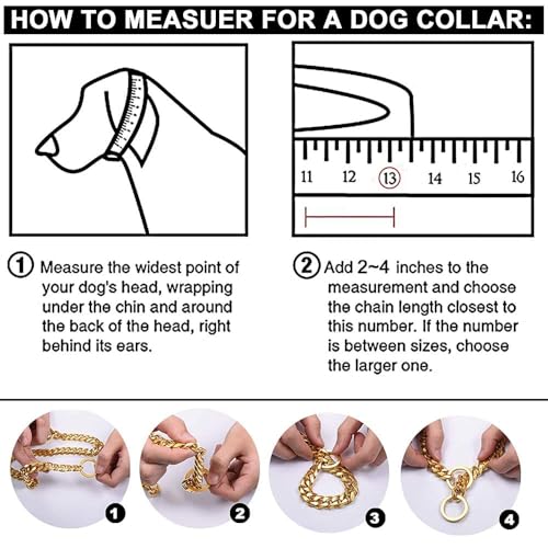 RoverPets Dog Collar Chain, Brass Golden Chrome Plated I Dog Collar for Large & Medium Size Dogs I Length of Choke Chain I 3mm 24 Inch - Image 5