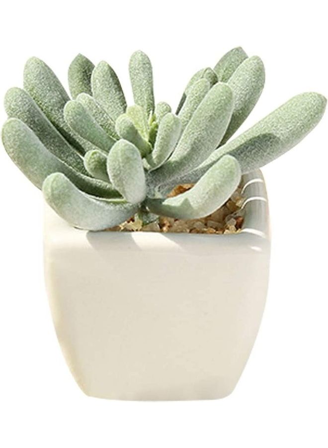 NIBEMINENT Artificial Plant With Pot Green/White  - Image 1