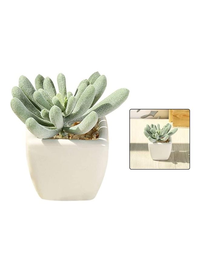 NIBEMINENT Artificial Plant With Pot Green/White  - Image 5