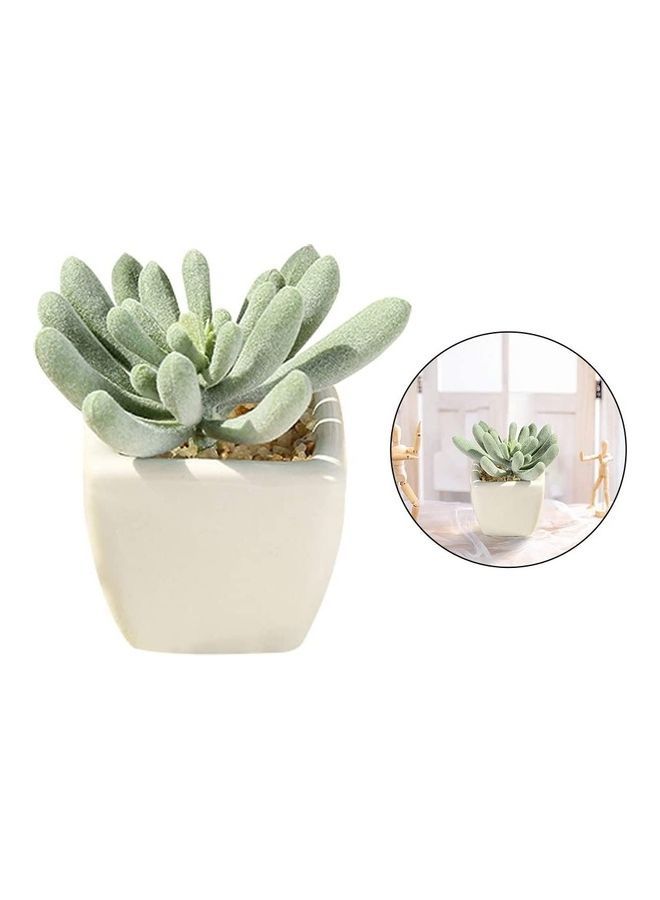 NIBEMINENT Artificial Plant With Pot Green/White  - Image 4