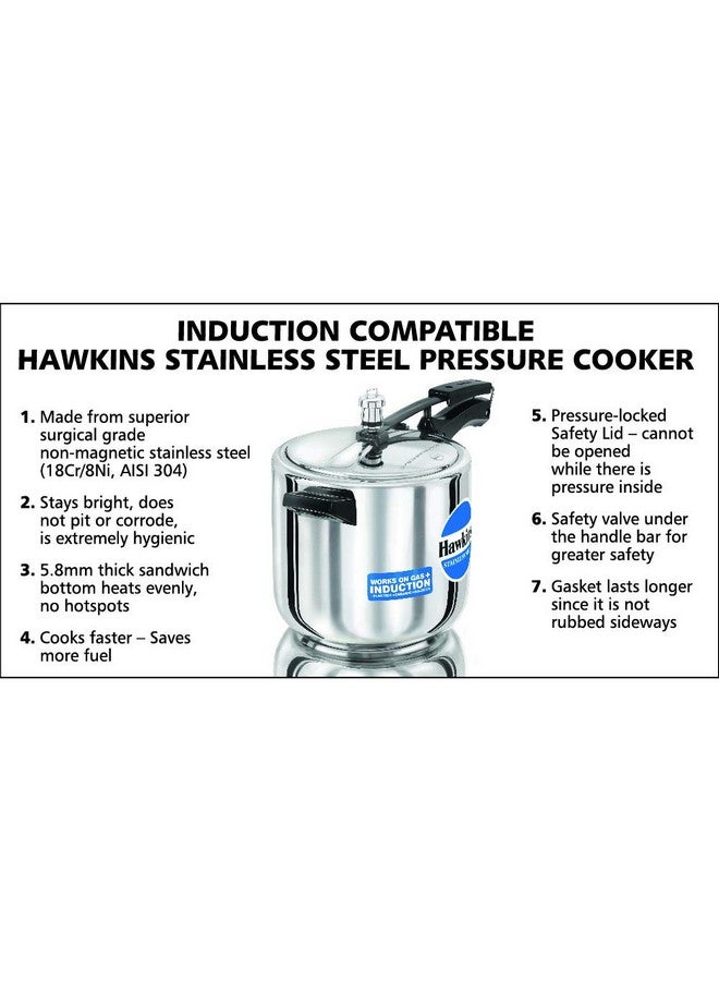 Hawkins 6 Litre Inner Lid Pressure Cooker, Stainless Steel Cooker, Induction Cooker, Silver (Hss60), 6 Liter - Image 3