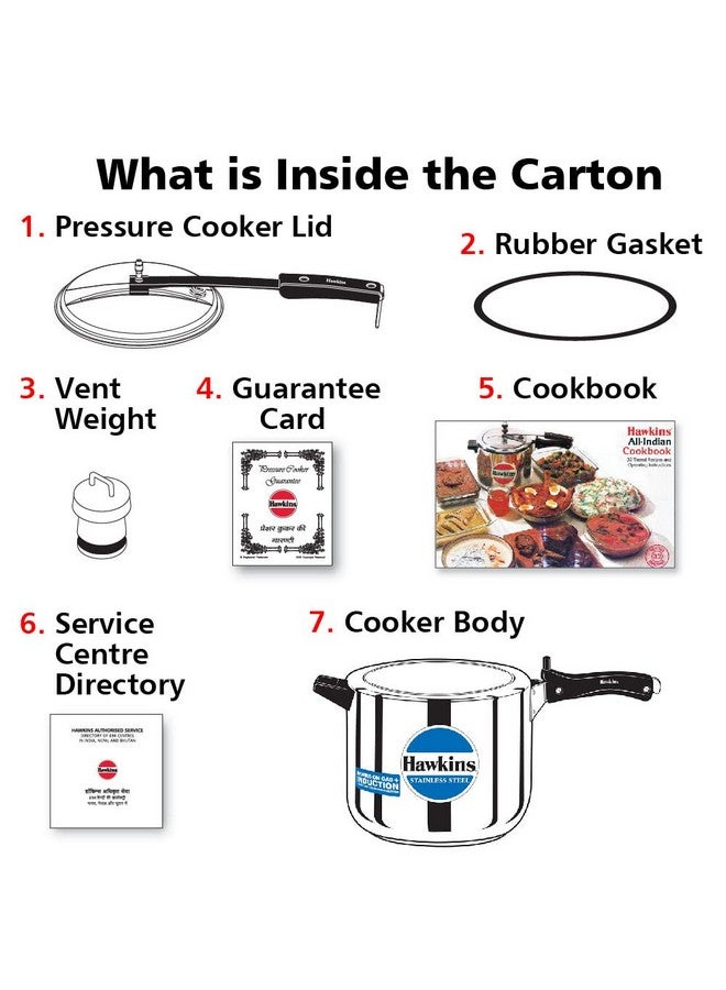 Hawkins 6 Litre Inner Lid Pressure Cooker, Stainless Steel Cooker, Induction Cooker, Silver (Hss60), 6 Liter - Image 5
