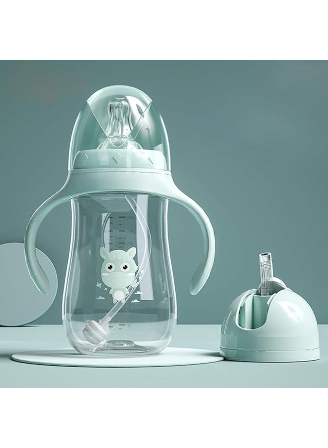 ELECDON 3-in-1 Cartoon 300ml Baby Feeding Bottle | BPA-Free | Spill-Proof | Includes Sippy Cup & Straw | Soft Silicone Nipple | Ergonomic Design | Easy to Clean | Perfect for Newborns - Image 1