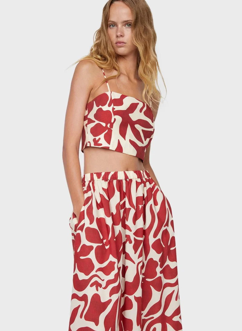 MANGO Floral Pocket Detail Skirt