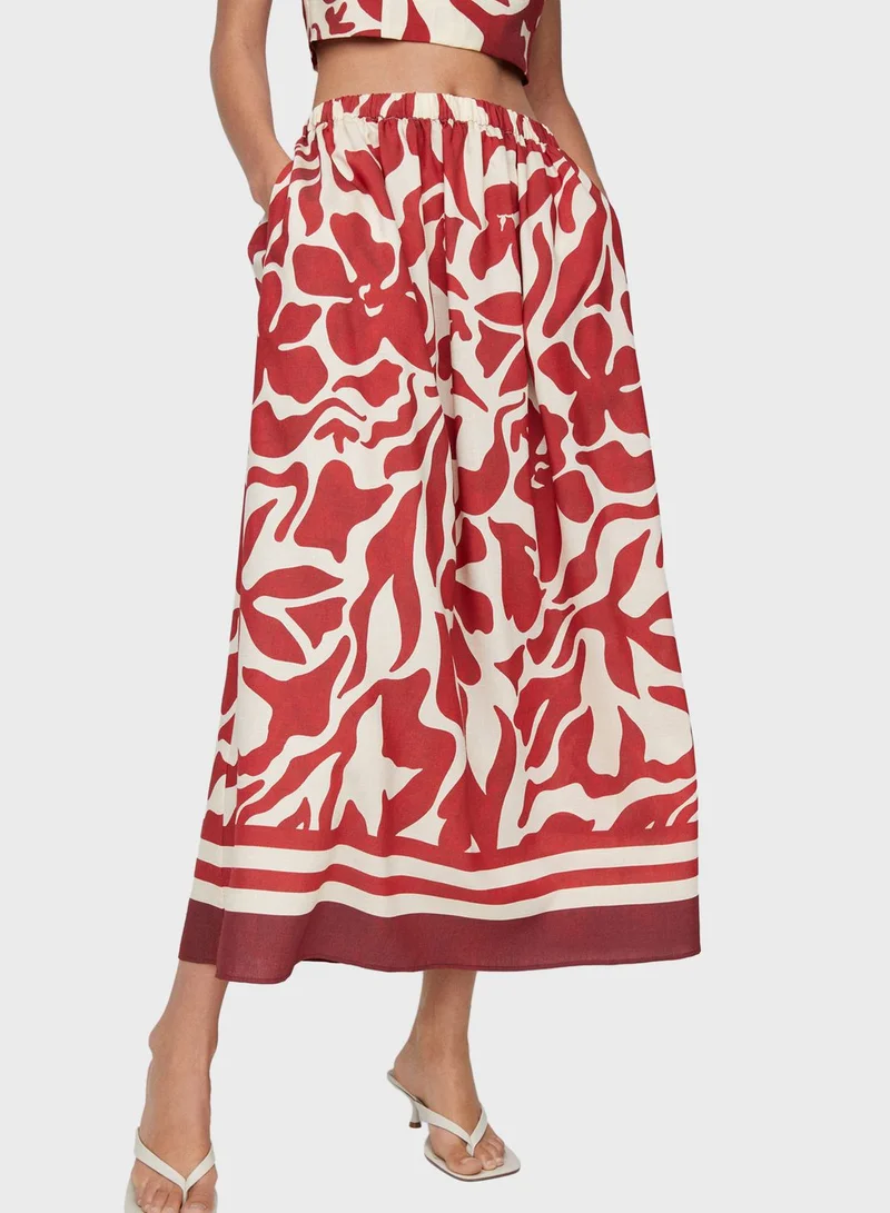 MANGO Floral Pocket Detail Skirt