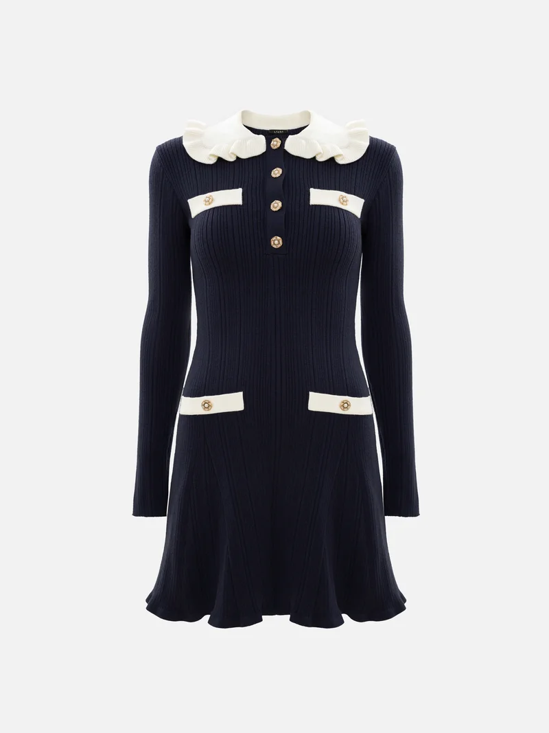 Lichi Rib-knit mini dress with contrasting details