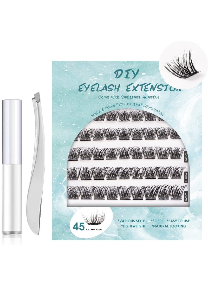 Individual Lashes Cluster Lashes 45 Pcs DIY False Eyelashes Reusable 3D Eyelash Extension Kit Soft Natural C CC D Curl Individual Eyelashes with Eyelash Glue 10/12/14/15/16mm Length - Image 1