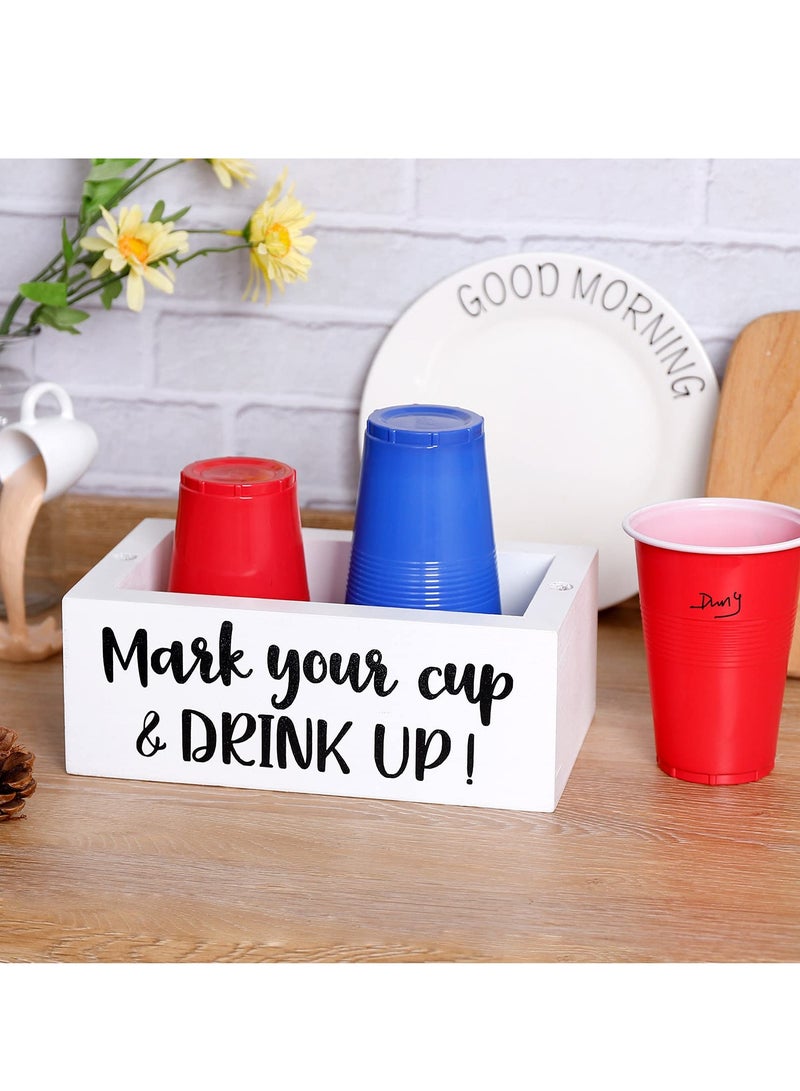 XiuWoo Double Single Cup Holder with Marker Slot  Cup Holder Party Cup Organizer Drink Dispensers for Parties 2 Sides Designs Housewarming Host Gift Cup Dispensers Countertop  - Image 4