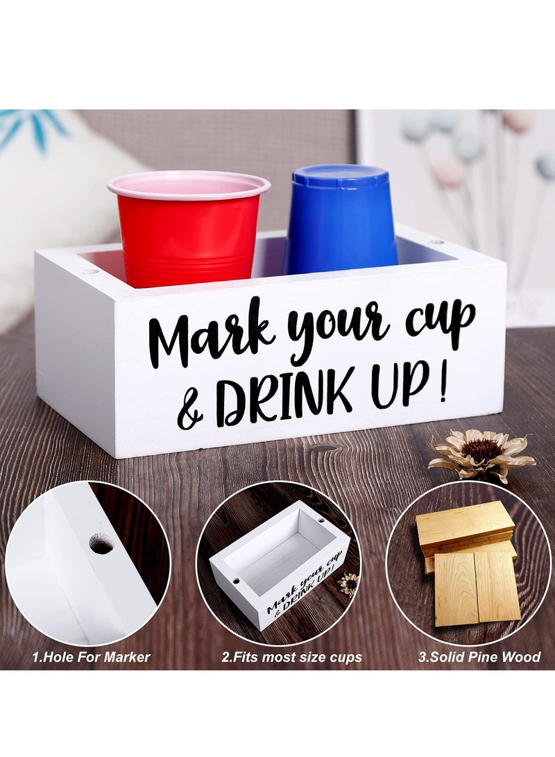 XiuWoo Double Single Cup Holder with Marker Slot  Cup Holder Party Cup Organizer Drink Dispensers for Parties 2 Sides Designs Housewarming Host Gift Cup Dispensers Countertop  - Image 2