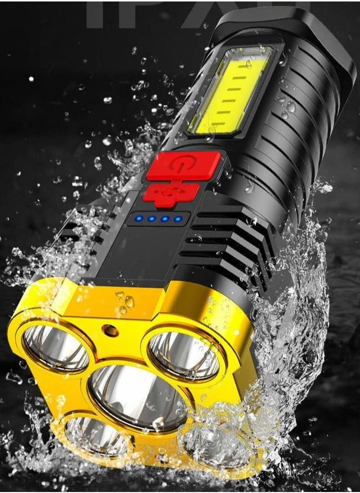 SYOSI - Torches Led Super Bright, Five-Nuclear Explosion LED Flashlight Strong Light Rechargeable, Led Spotlight Flashlight Portable Powerful Searchlight with 4 Lighting Modes - Image 1