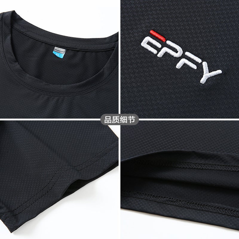 Sports Summer Thin Plus Size Men'S Crew Neck Short-Sleeved T-Shirt Extra Large Fatty Ice Silk Stretch T-Shirt - Image 5