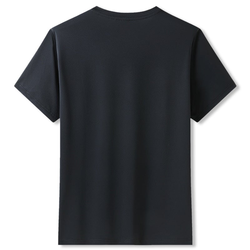 Sports Summer Thin Plus Size Men'S Crew Neck Short-Sleeved T-Shirt Extra Large Fatty Ice Silk Stretch T-Shirt - Image 4