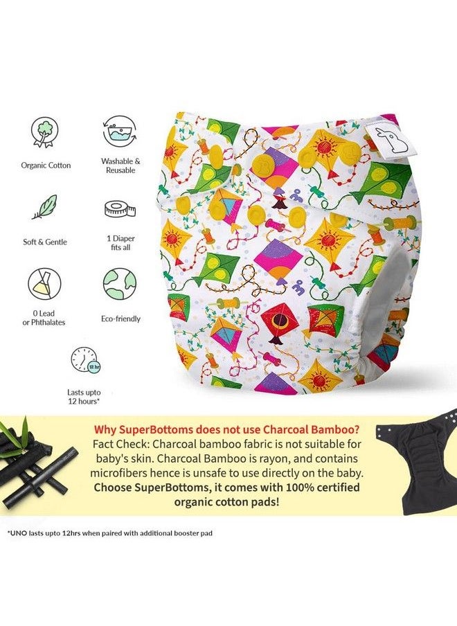 Superbottoms - New Uno Freesize Cloth Diaper ; Cloth Diaper For Babies 3M To 3Y ; Washable & Reusable Cloth Diaper ; Comes With Cloth Diaper Insert ; 1 Diaper And 1 Organic Cotton Soaker - Image 1