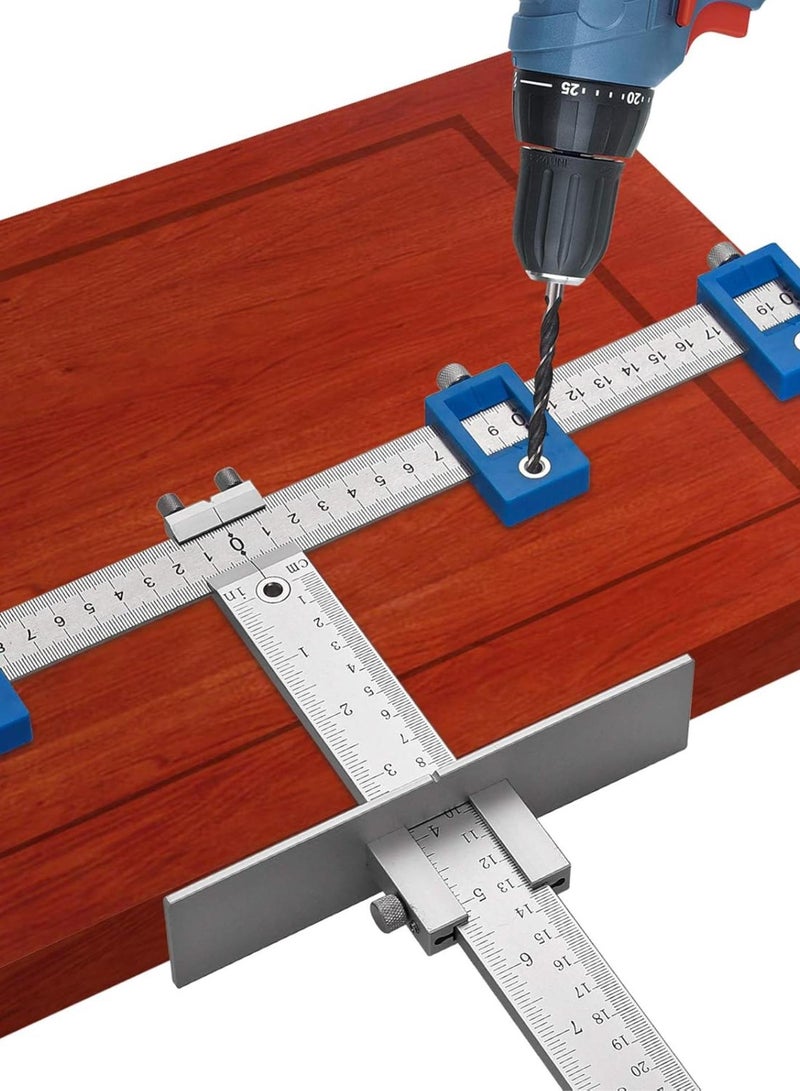 GGOOT Punch Locator Drill Guide Woodworking Drill Guide Tool Cabinet Sleeve Hardware Jig Stainless Steel Wood Drilling Hole Tool Set for Installation of Handles Knobs Doors Drawer Pull - Image 5