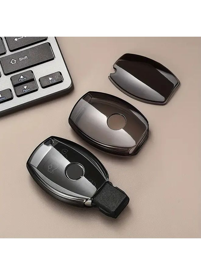 Transparent Black Car Key Cover With Fashionable Ring Clasp Full Protection - Image 1