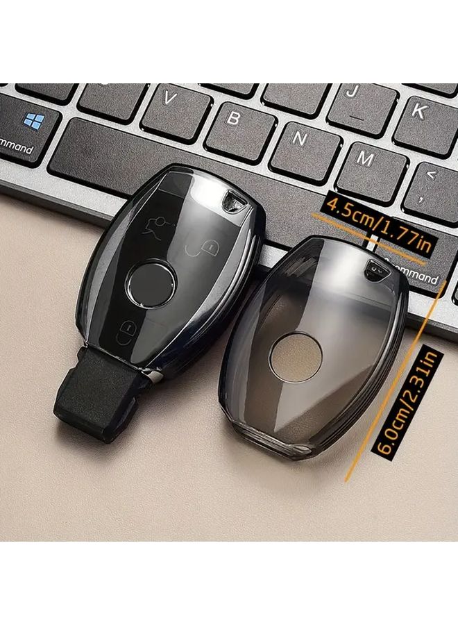 Transparent Black Car Key Cover With Fashionable Ring Clasp Full Protection - Image 2
