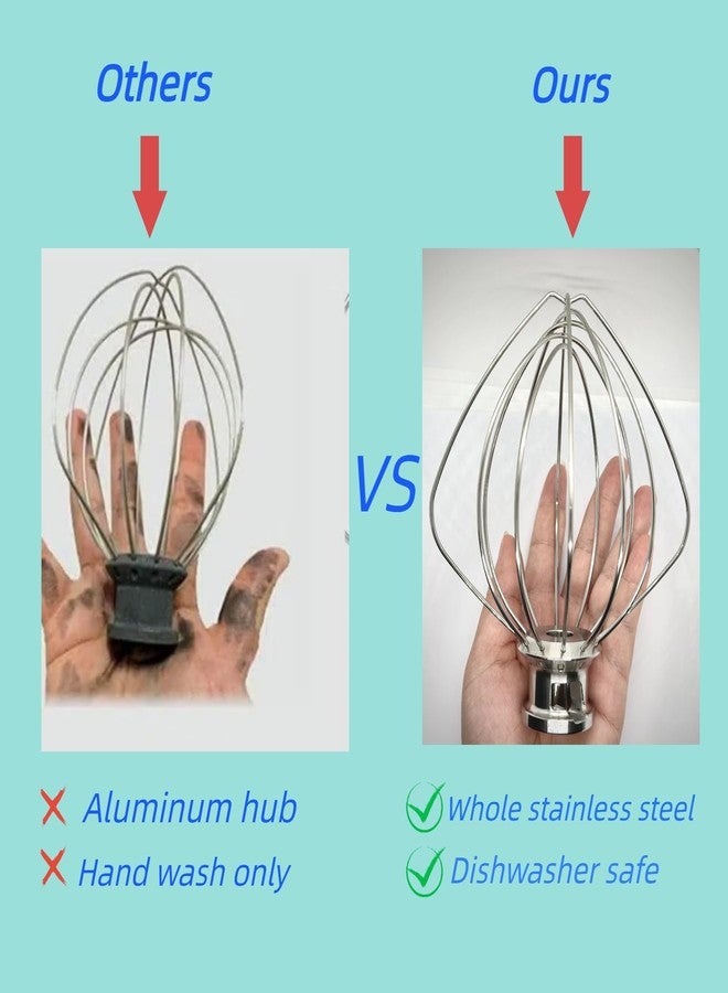 LIAMTU Dishwasher Safe Wire Whip Attachment for K45WW Mixer Beater Fits 4.5 5 Qt Tilt-Head Stand Mixers 6 Wire Stainless Steel Whisk for Kitchen Aid Mixer Accessory Replacement Parts - Image 3