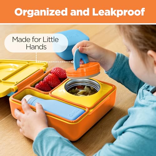 OmieBox Bento Box for Kids, Insulated Bento Lunch Box with Leak Proof Thermos Food Jar, 3 Compartments, Two Temperature Zones for Hot & Cold Food - (Sunshine) (Single), Packaging May Vary, 32.5 Ounces - Image 5