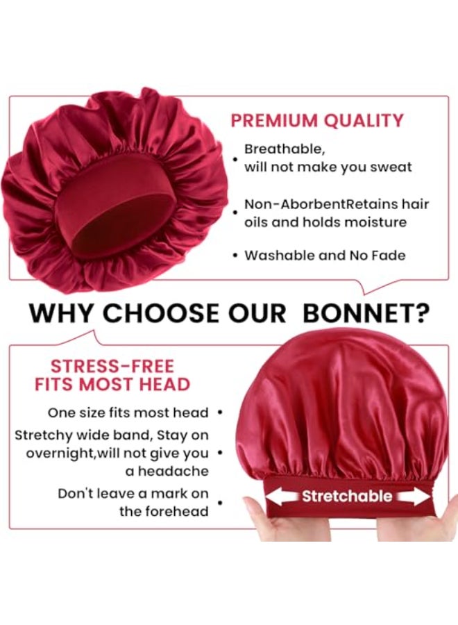 WLLHYF Silk Bonnet for Men Satin Bonnet Single Layer Elastic Band Silk Sleep Cap Black Soft Adjustable Hair Cap Hair Wrap Large Bonnets for Women Sleeping - Image 3