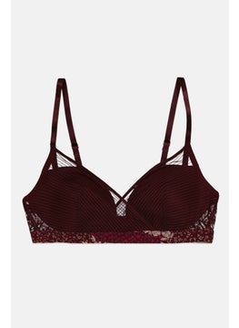 TRIUMPH Women Textured Lightly Padded Bra, Burgundy  - Image 1