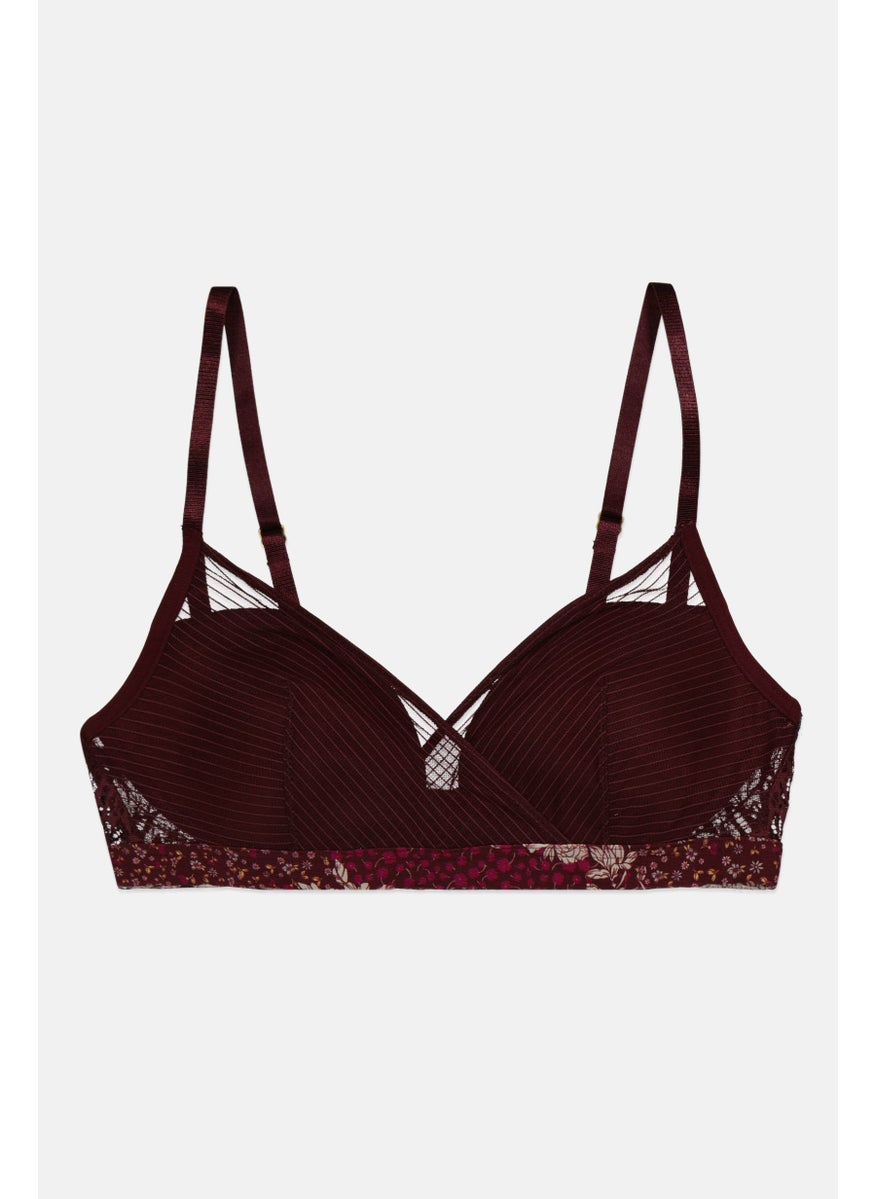 TRIUMPH - Women Textured Lightly Padded Bra, Burgundy - Image 1
