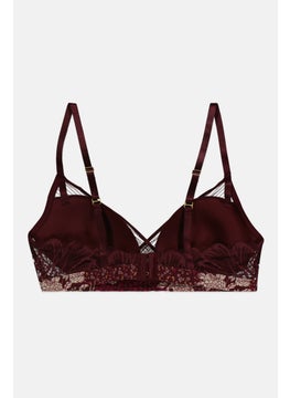 TRIUMPH Women Textured Lightly Padded Bra, Burgundy  - Image 2