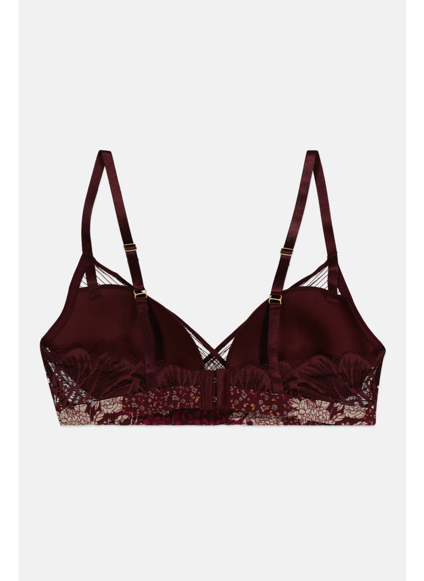 TRIUMPH - Women Textured Lightly Padded Bra, Burgundy - Image 1