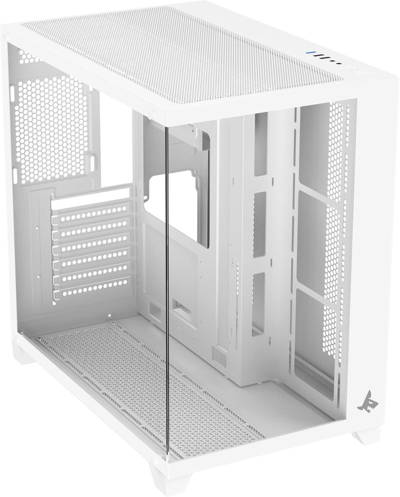 SHARX CASE PROFIN ATX Min-Tower Gaming PC Case(INF700W), With 7X 120mm Pre-Installed ARGB Fans,3 Sides Infinity Mirror and Controller, Tempered Glass,Type C*1 Dongle / USB3.0 * 1 / USB2.0 * 2,WHITE. - Image 3