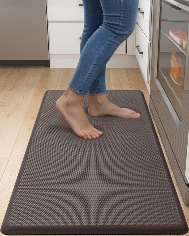 DEXI Kitchen Mat Cushioned Anti Fatigue, Extra Thick Comfort Standing Floor Mats Waterproof, Memory Foam Antifatigue Runner Rug for Desk Office, Sink, Laundry, 39x20, Brown - Image 1