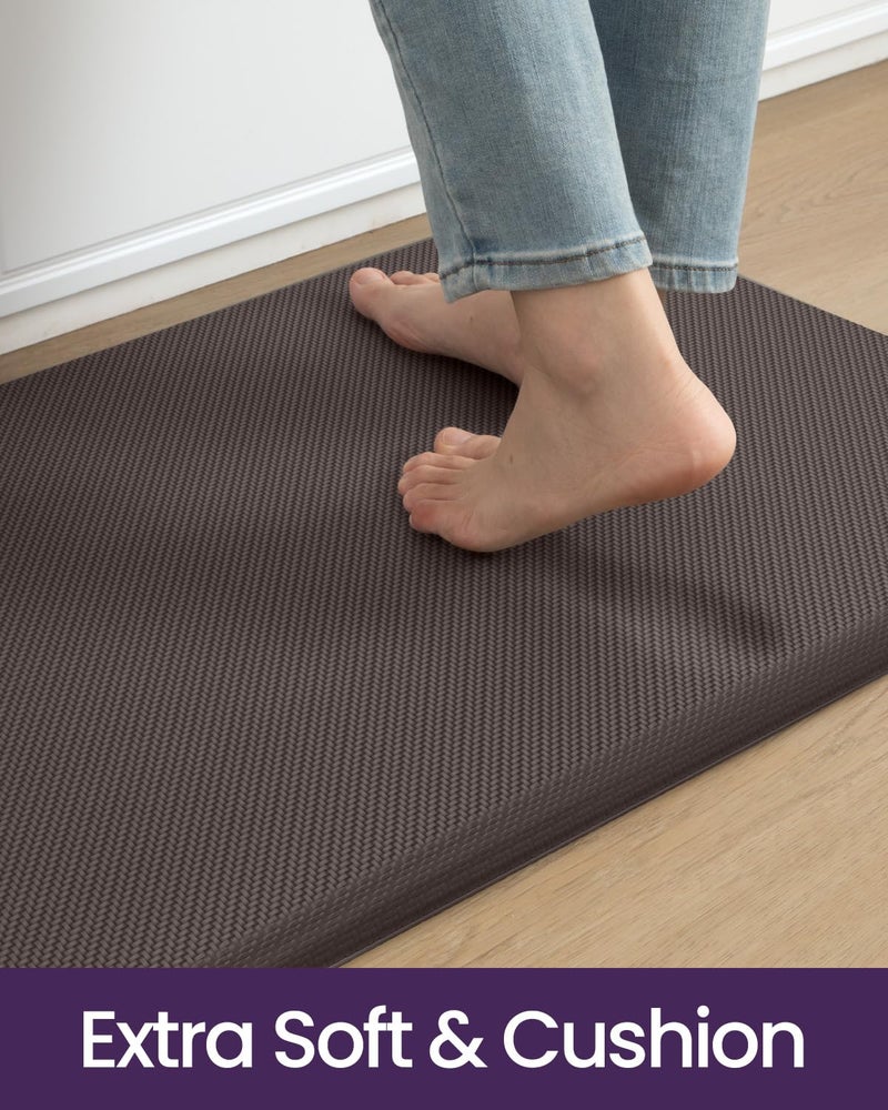DEXI Kitchen Mat Cushioned Anti Fatigue, Extra Thick Comfort Standing Floor Mats Waterproof, Memory Foam Antifatigue Runner Rug for Desk Office, Sink, Laundry, 39x20, Brown - Image 3