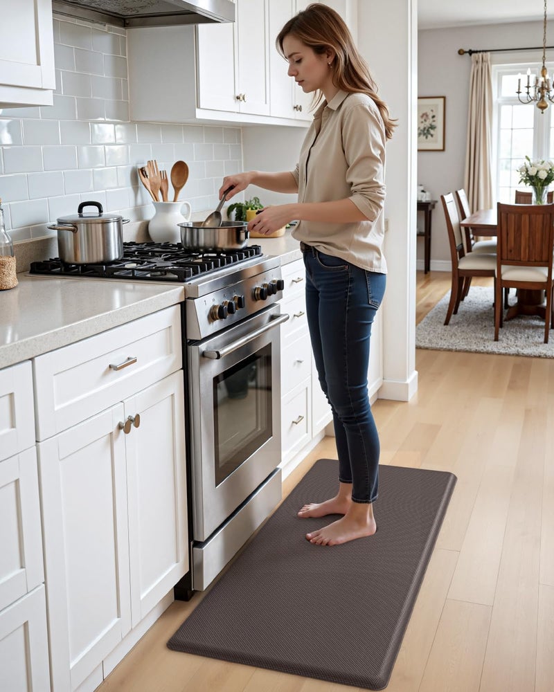 DEXI Kitchen Mat Cushioned Anti Fatigue, Extra Thick Comfort Standing Floor Mats Waterproof, Memory Foam Antifatigue Runner Rug for Desk Office, Sink, Laundry, 39x20, Brown - Image 5